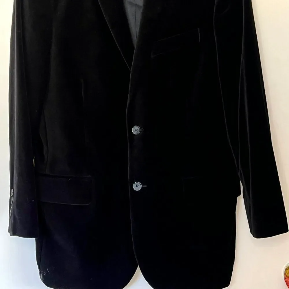 MEN’S EXPRESS BLACK VELVET 2 BUTTON BLAZER JACKET SIZE 40R